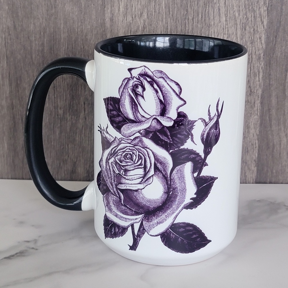 Vintage Black Roses Mug